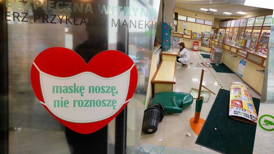 Zdemolował aptekę, bo poproszono go o założenie maseczki 