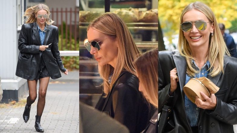 Buszująca w saloniku piekarniczym Agnieszka Woźniak-Starak w szortach  prezentuje nogi DO NIEBA (ZDJĘCIA)