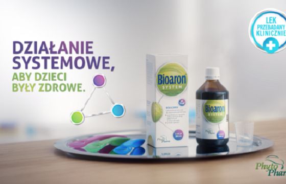 Bioaron reklamowany hasłem „Działania systemowe, aby dzieci były zdrowe”