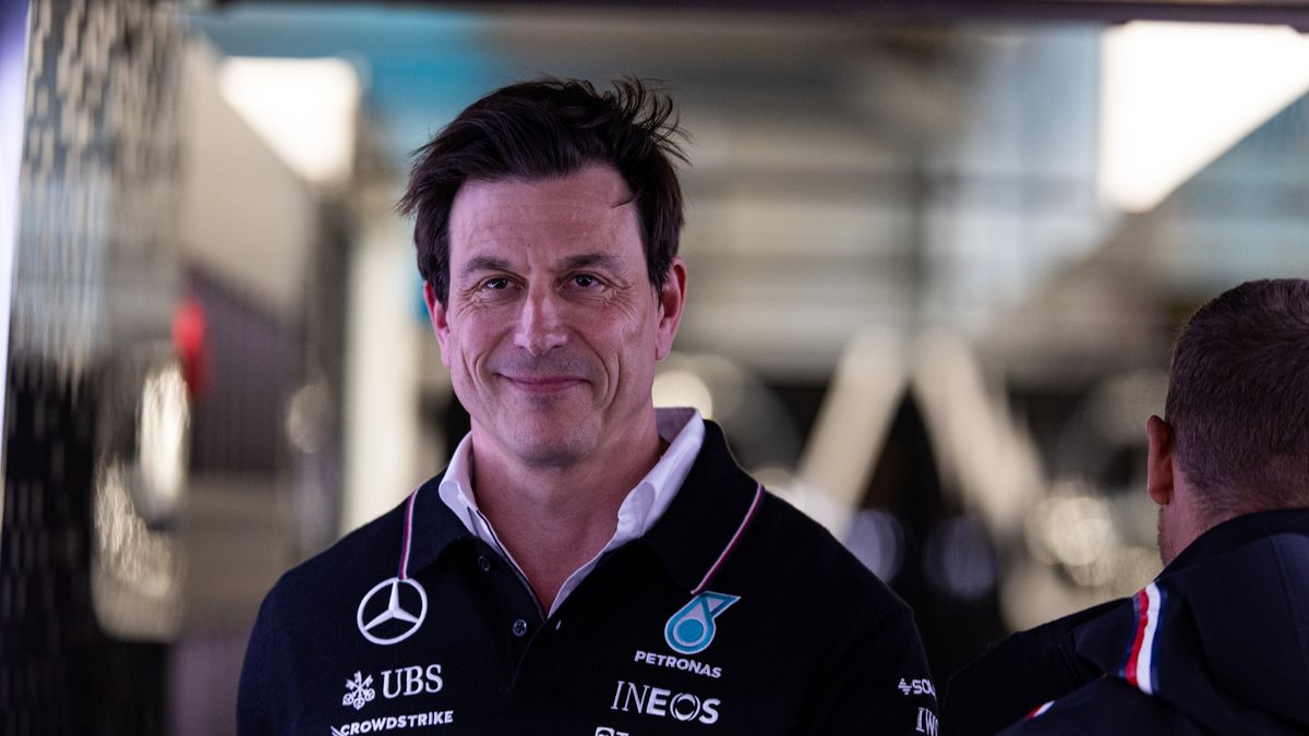 BAHRAIN, BAHRAIN - FEBRUARY 29: Mercedes AMG team principal Toto Wolff smiling during practice ahead of the F1 Grand Prix of Bahrain at Bahrain International Circuit on February 29, 2024 in Bahrain, Bahrain. (Photo by Kym Illman/Getty Images)
