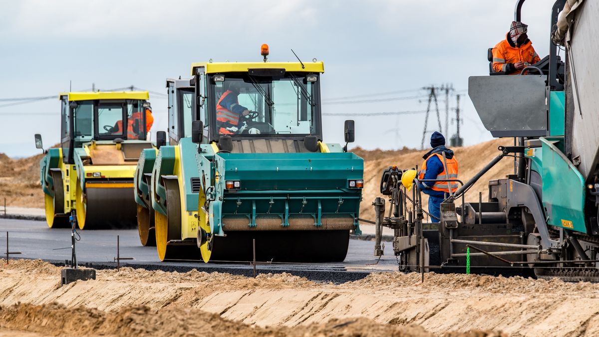 budowa, walec, droga
