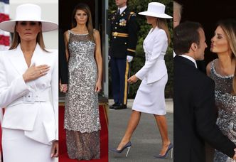 Melania Trump cała na biało spędza popołudnie z Brigitte Macron (ZDJĘCIA)