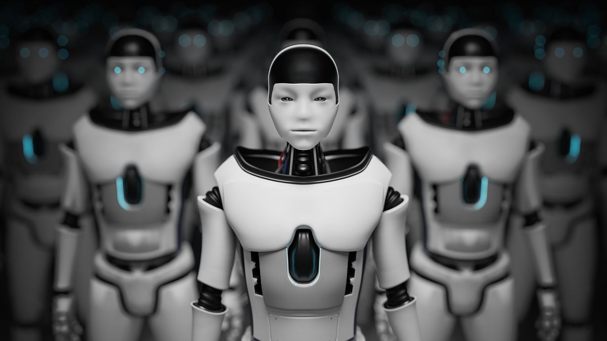 Koncepcja wielu robotów kontrolowanych przez AI