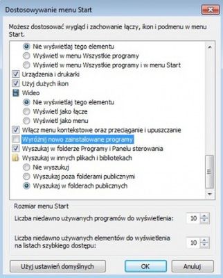 Wyłącz podświetlanie nowych programów w Windows 3