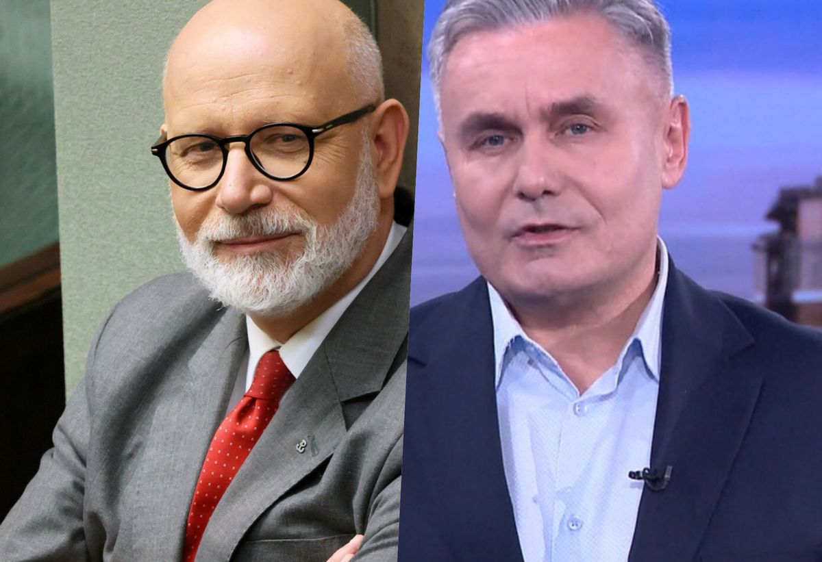 Po lewej: Maciej Świrski, przewodniczący KRRiT, po prawej: Marek Czyż, szef "19.30" TVP