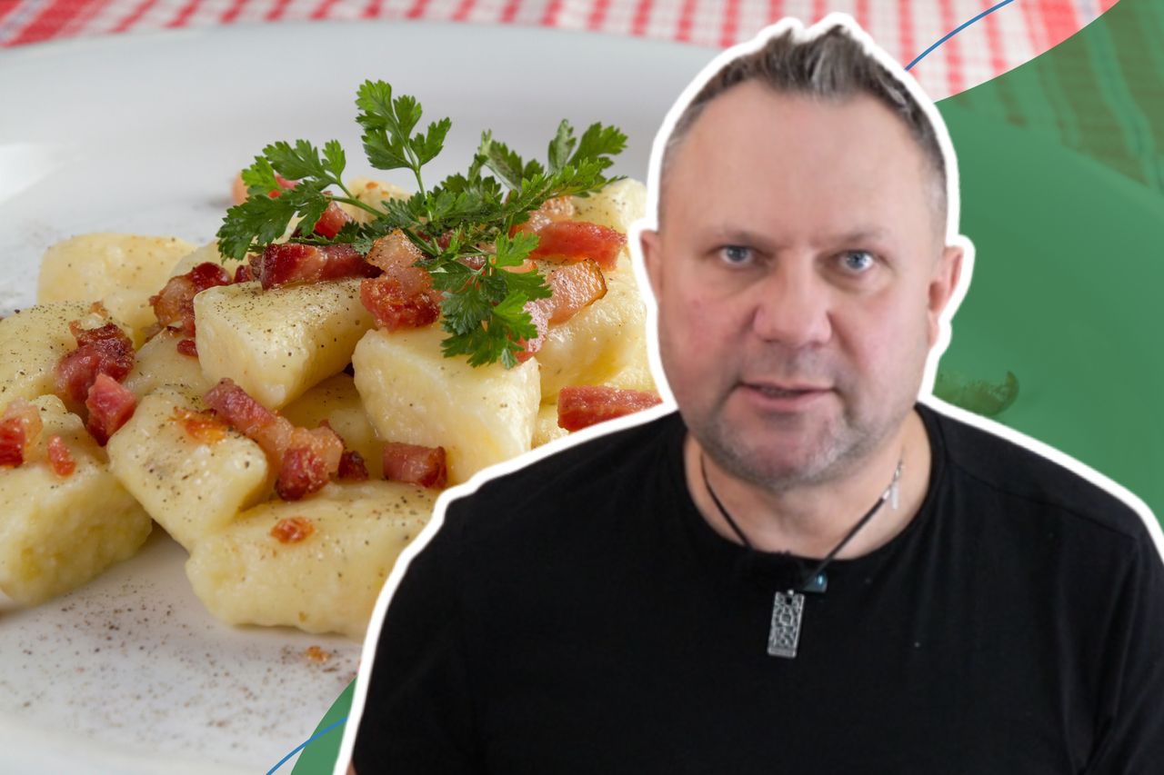 Kluski z boczkiem - przepis Tomasza Strzelczyka