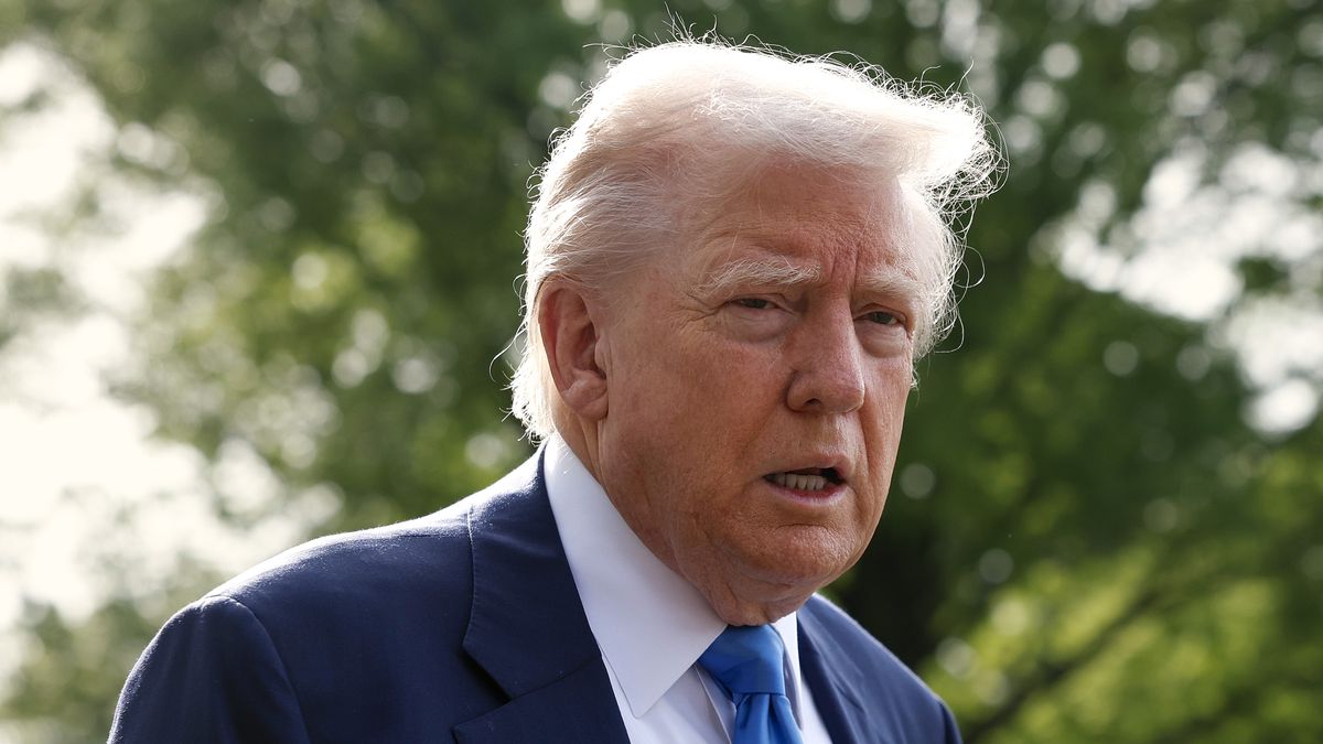 WASHINGTON, DC - APRIL 25: U.S. President Donald Trump speaks to the media as he departs the White House on April 25, 2025 in Washington, DC. President Trump and the first lady are traveling to Rome to attend the funeral of Pope Francis. (Photo by Kevin Dietsch/Getty Images)