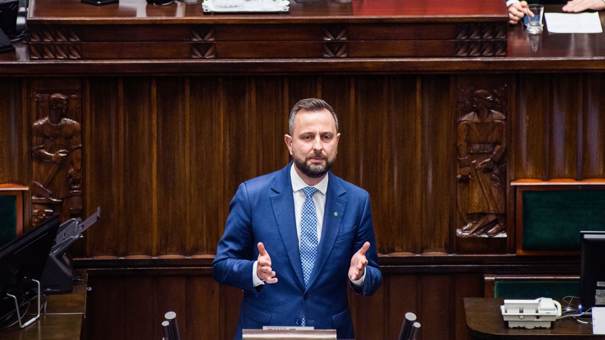 WARSAW, MASOVIAN VOIVODESHIP, POLAND - 2023/12/11: Wladyslaw Kosiniak-Kamysz, leader of the Polish People's Party (PSL) speaks during the session of the Lower House of Parliament. Poland's parliament voted for Donald Tusk as the new prime minister, with 248 MPs supporting him and 201 against. Tusk, known in Europe, was prime minister from 2007 to 2014 and led the European Council and the center-right European People's Party. After Poland's recent election where opposition parties won the most seats, Mateusz Morawiecki's conservative government lost a vote of confidence. This allows Donald Tusk's coalition to take over this week, ending eight years of the Law and Justice (PiS) party's rule. (Photo by Attila Husejnow/SOPA Images/LightRocket via Getty Images)