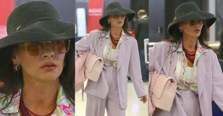 Pastelowa Catherine Zeta-Jones dźwiga torebkę za 24 tysiące złotych
