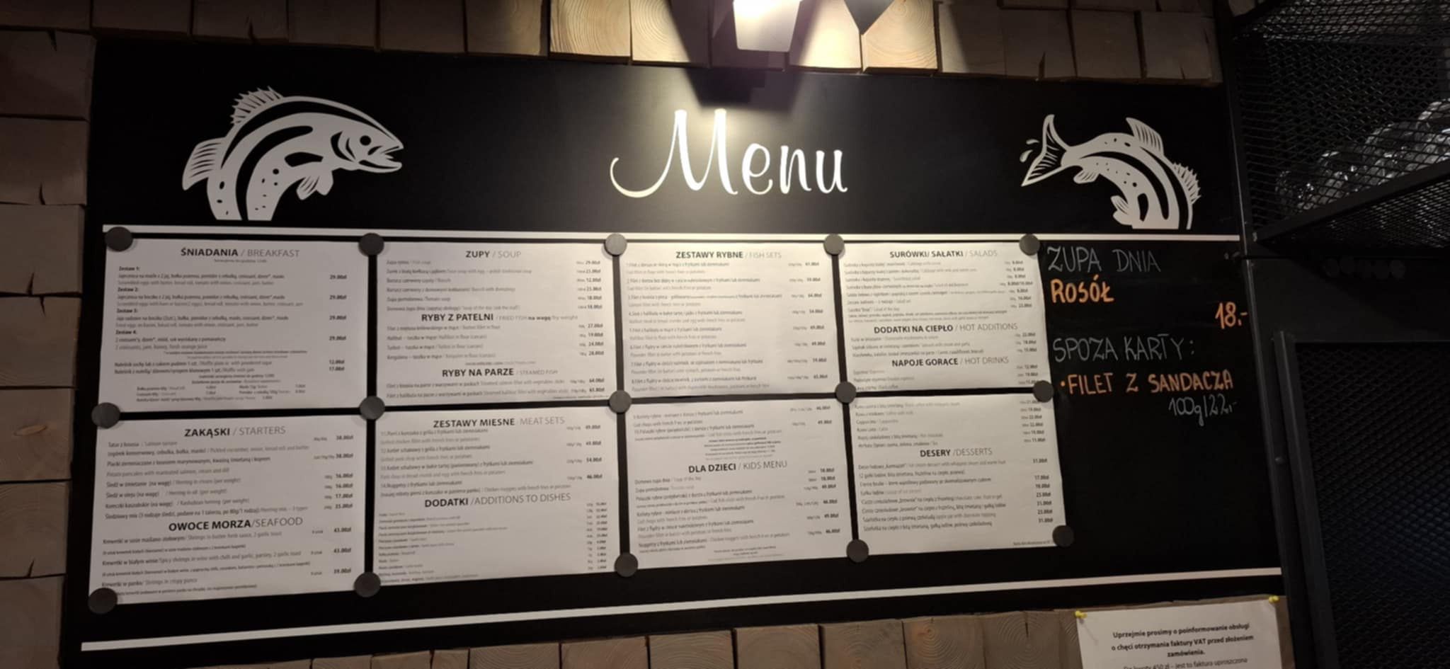 Menu w Barze Karmazyn