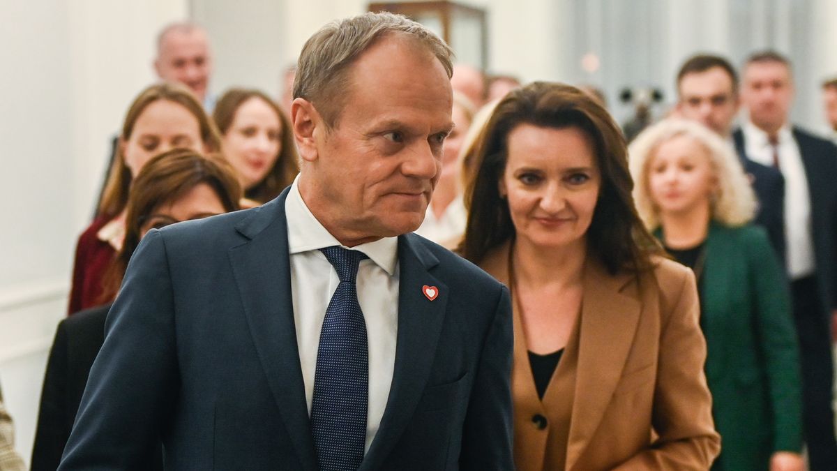 WARSAW, POLAND - DECEMBER 12: : The leader of Civic Coalition (KO) and Prime Minister, Donald Tusk walks together with members of his cabinet after winning the vote of confidence at the parliament (SEJM) on December 12, 2023 in Warsaw, Poland. on December 12, 2023 in Warsaw, Poland. After eight years of Poland's national conservative party in power, centrist Donald Tusk is back and set to forge a pro-EU government. (Photo by Omar Marques/Getty Images)