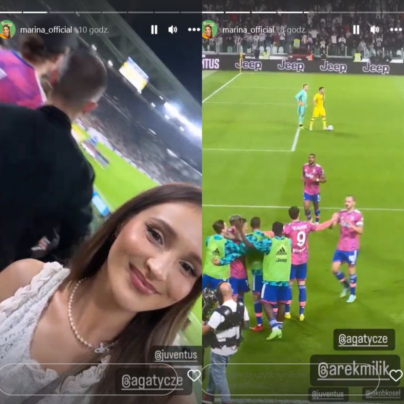 Marina Łuczenko i Agata Sieramska kibicują partnerom na meczu Juventusu