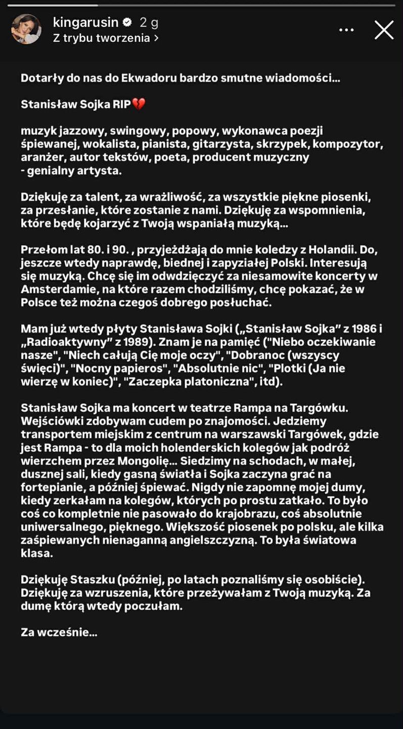 Kinga Rusin żegna Stanisława Soykę