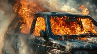 Pożar przy ul. Tczewskiej w Grudziądzu. Zniszczona wiata śmietnikowa