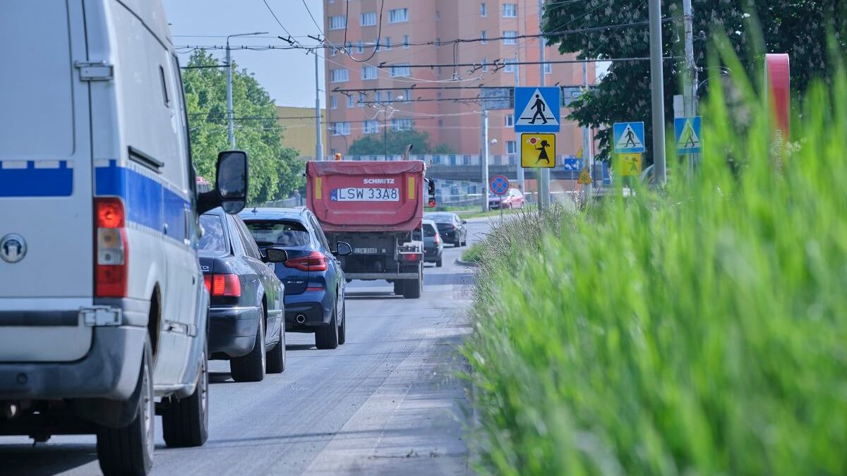 Wysoka trawa przy przejściu dla pieszych na ul. Łęczyńskiej
