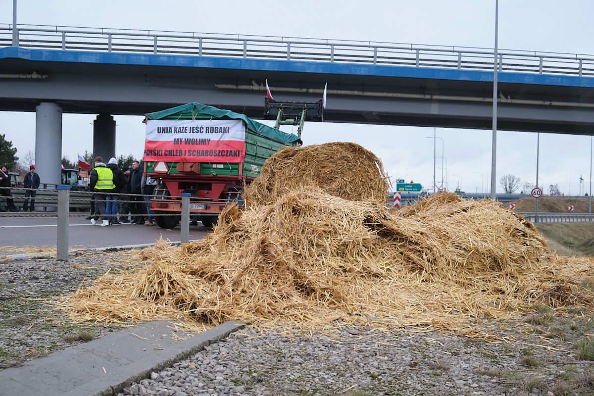Protest rolników na obwodnicy Lublina - węzeł Lublin Węglin