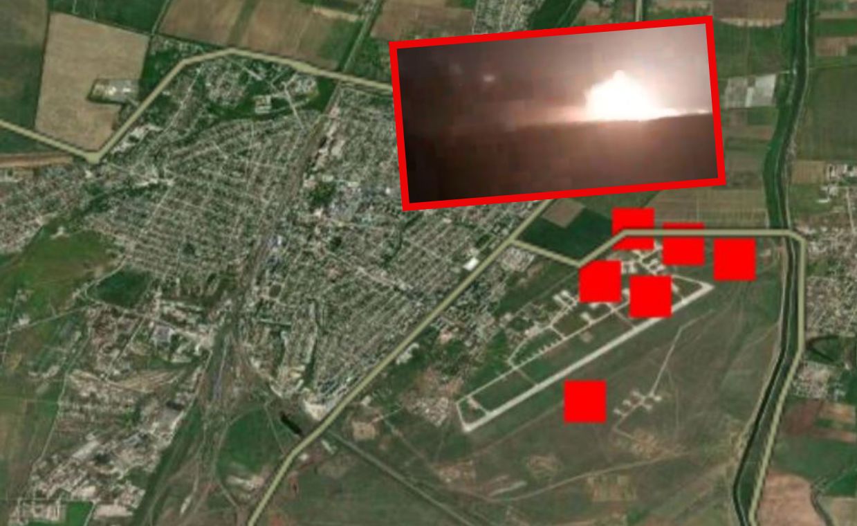 Explosions at Crimea Air Base. Military airfield on fire