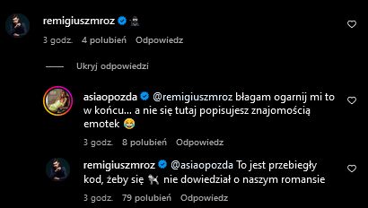 Joanna Opozda rozmawia na Instagramie z Remigiuszem Mrozem
