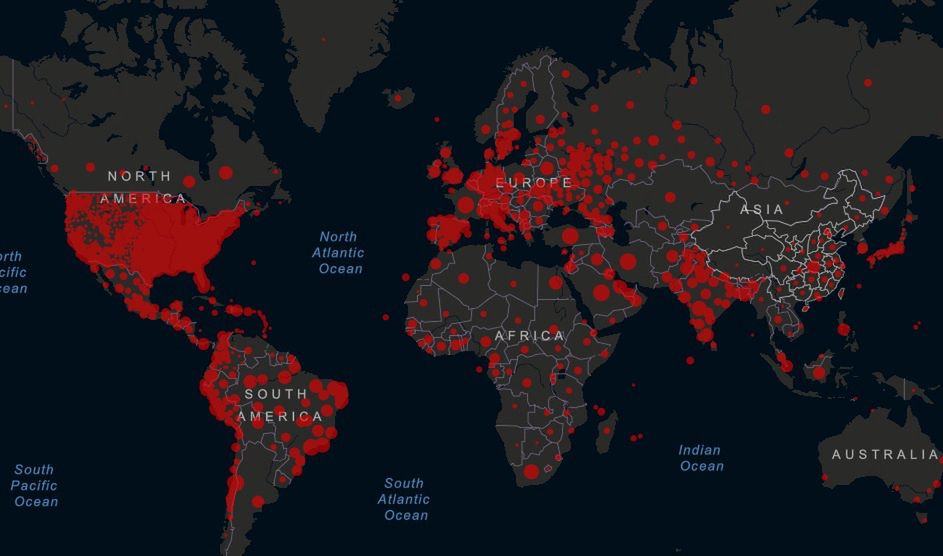 Mapa zakażeń koronawirusem na świecie. 23 czerwca prawie 9,3 mln chorych