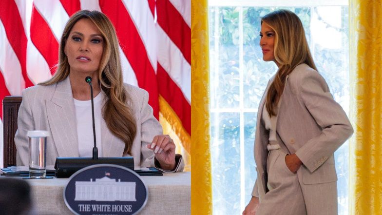 Melania Trump na konferencji w Białym Domu