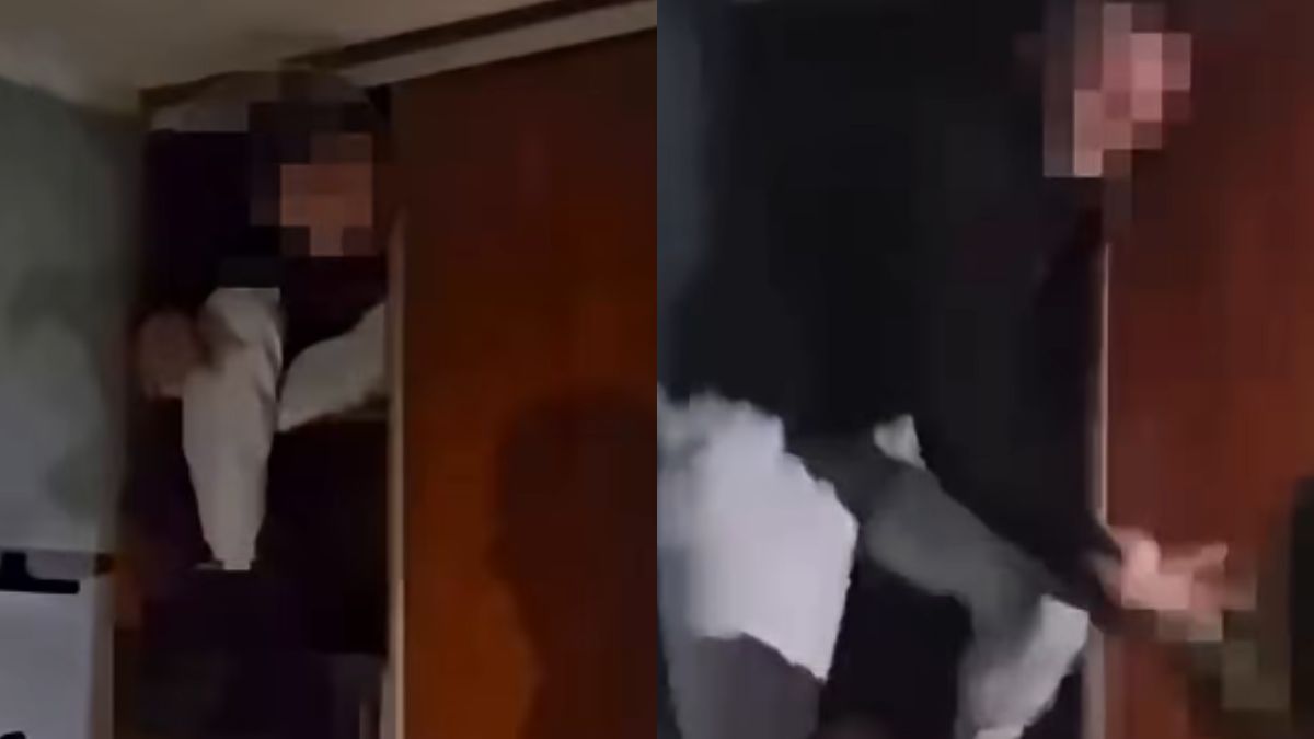 Mężczyzna schował się przed policjantami w szafie.