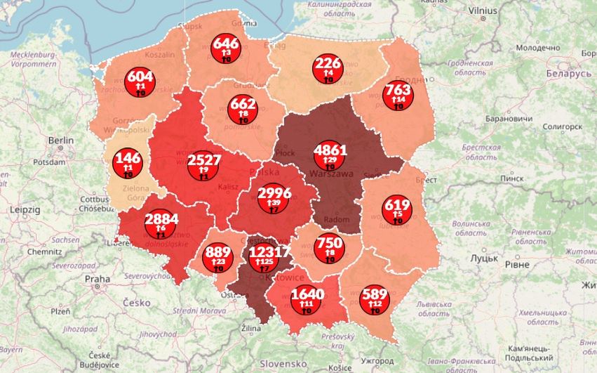 Koronawirus w Polsce. Mapa zakażeń pokazuje ponad 33 tys. chorych i kolejne ofiary śmiertelne