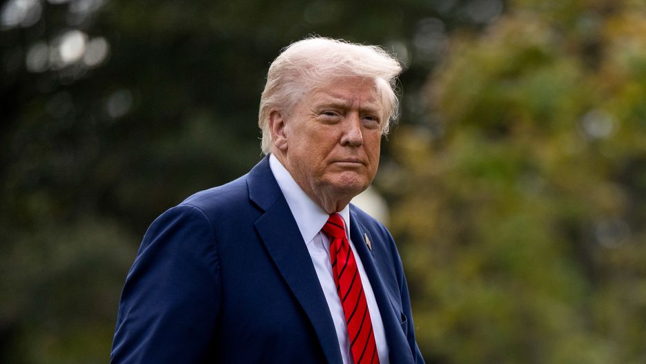 US President Donald Trump walks on the South Lawn of the White House after arriving on Marine One in Washington, DC, US, on Friday, Oct. 10, 2025. As the standoff between Trump and Congress stretches into its second week - and with no end in sight - the real-world impacts of the shutdown are starting to rise. Photographer: Shawn Thew/EPA/Bloomberg via Getty Images