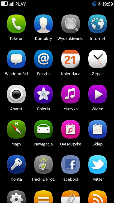 MeeGo - Menu z aplikacjami