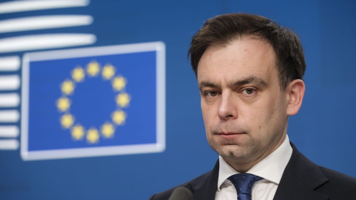 BRUSSELS, BELGIUM - FEBRUARY 18: Polish Minister of Finance Andrzej Domanski talks to media at the end of an EU EcoFin Ministers meeting in the Justus Lipsius, the EU Council headquarter on February 18, 2025 in Brussels, Belgium. The Economic and Financial Affairs Council (ECOFIN) is responsible for EU policy in three main areas: economic policy, taxation  issues and the regulation of financial services. (Photo by Thierry Monasse/Getty Images)