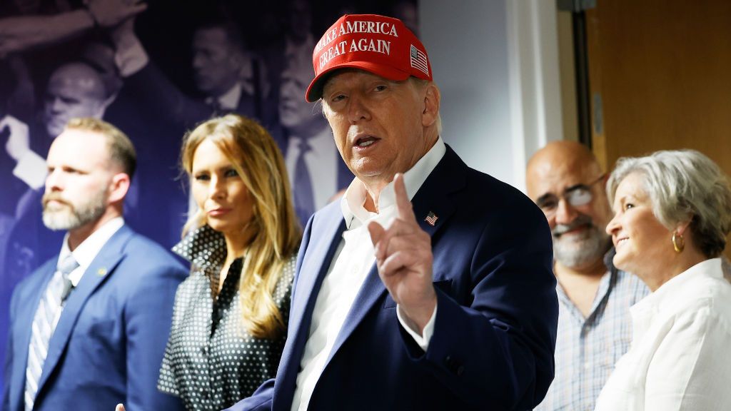 GOP Presidential Nominee Donald Trump Thanks Staff At His Campaign Headquarters
WEST PALM BEACH, FLORIDA - NOVEMBER 05: Republican presidential nominee former President Donald Trump thanks his staff at his campaign headquarters on Election Day, November 05, 2024 in West Palm Beach, Florida. Trump and his wife Melania Trump cast their votes at a polling place in the Morton and Barbara Mandel Recreation Center earlier in the day.  (Photo by Chip Somodevilla/Getty Images)
Chip Somodevilla