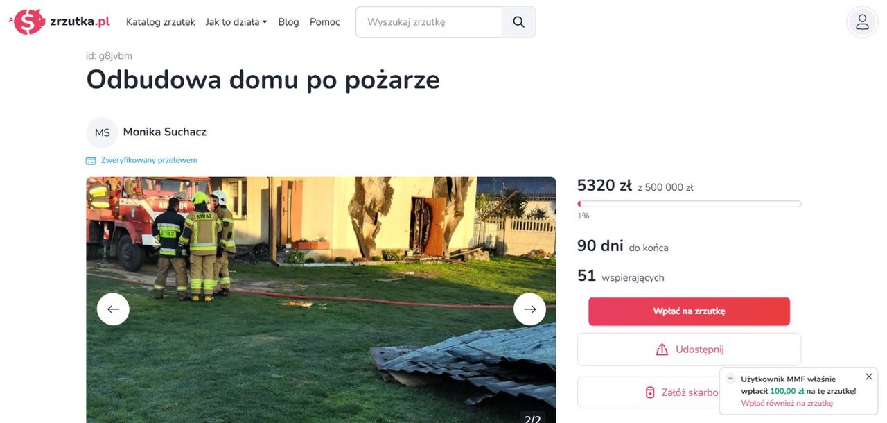Zbiórka na odbudowę domu