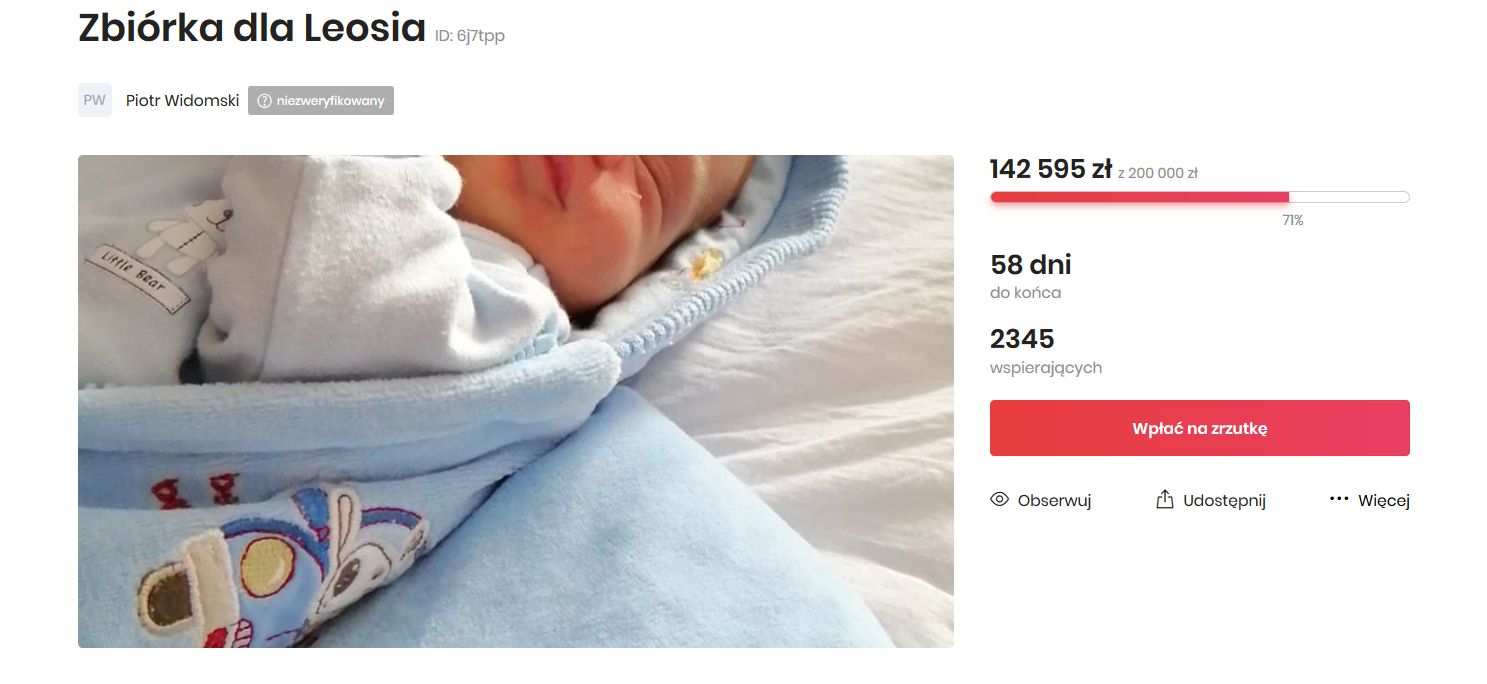 Cel zbiórki to 200 tysięcy złotych (Zrzutka.pl)