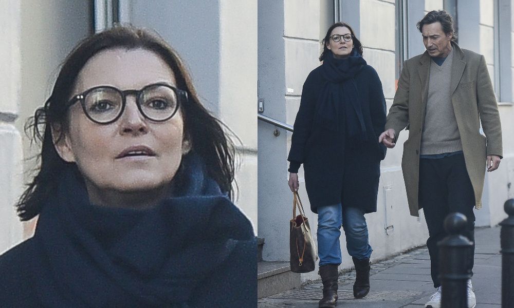 Ilona Felicjańska i Paul Montana gawędzą z POLICJANTEM pod sklepem spożywczym