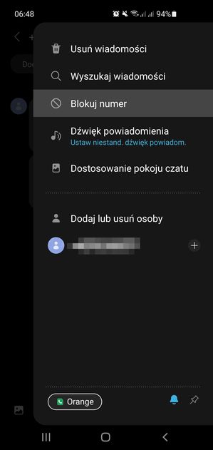 Añade un número a "lista negra" en android