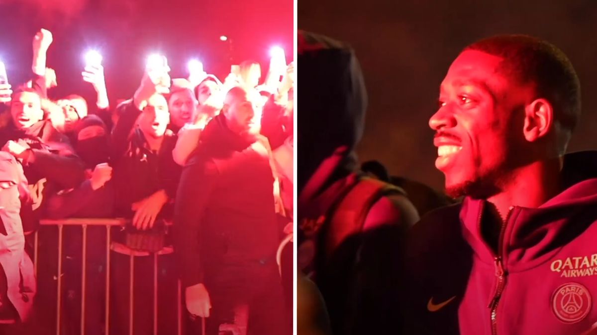 Kibice PSG witający swoich ulubieńców po przylocie do Paryża