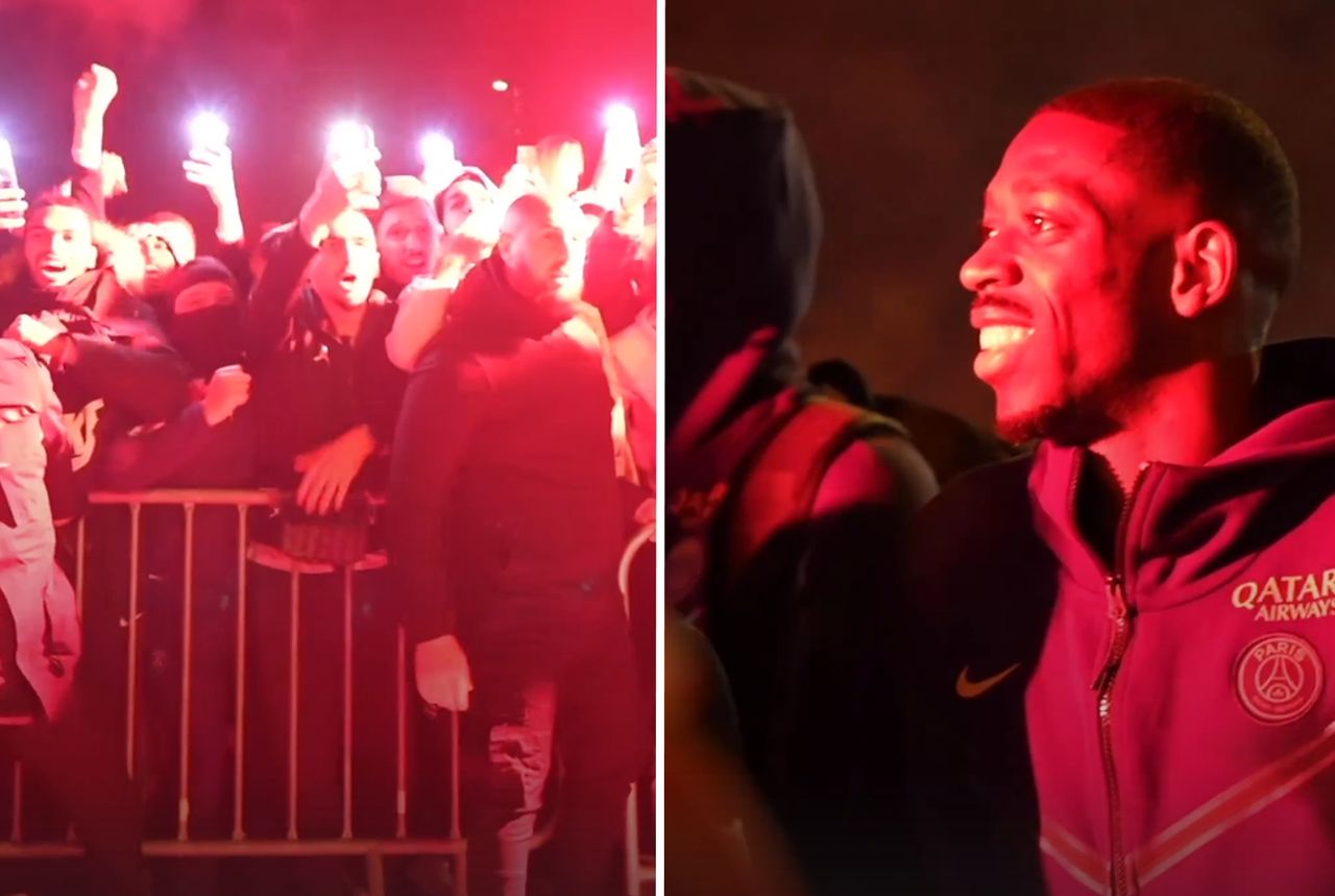 PSG fans welcoming their favourites after arriving in Paris