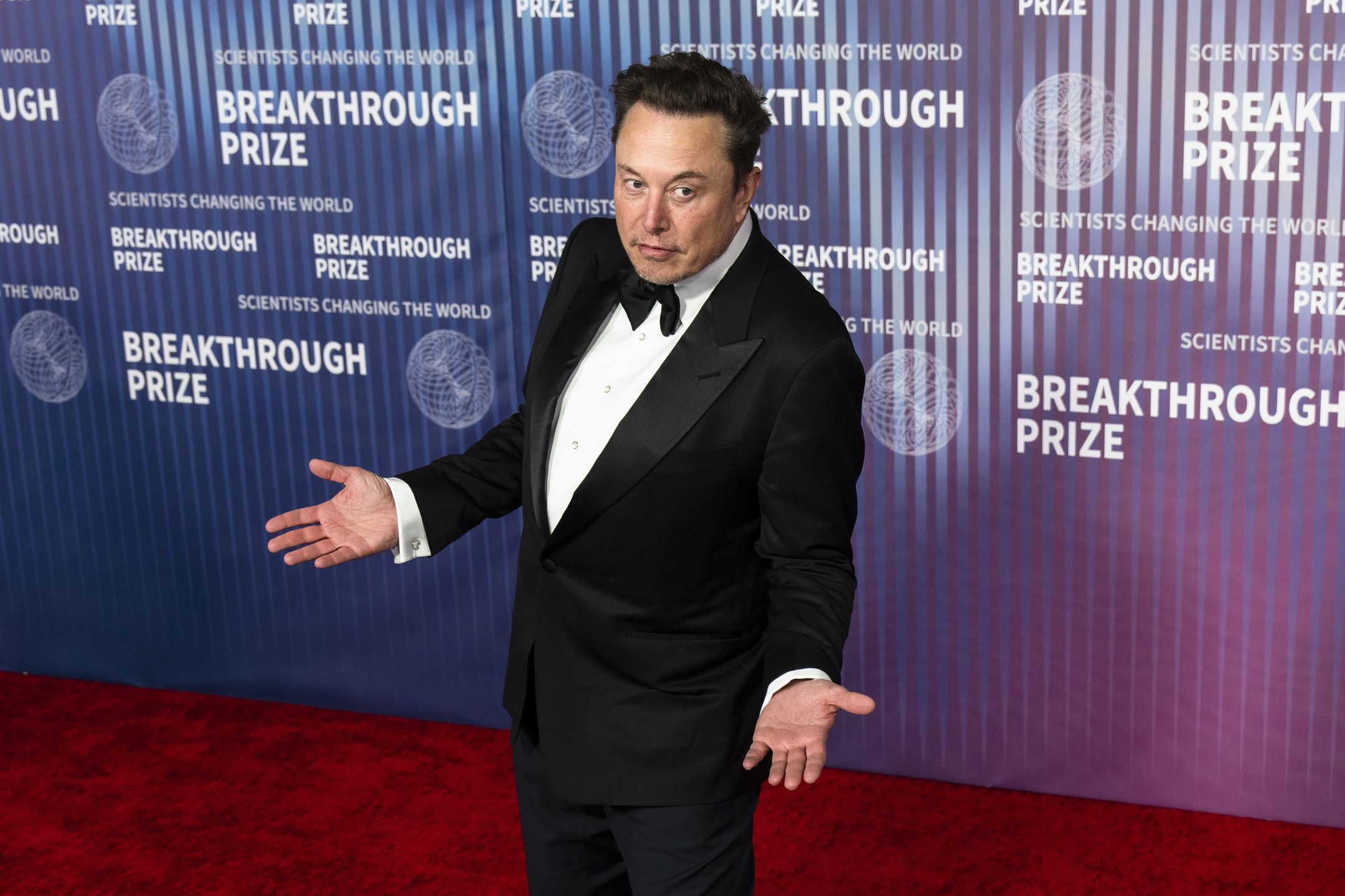 LOS ANGELES, CALIFORNIA - APRIL 13: Elon Musk arrives at the 10th Annual Breakthrough Prize Ceremony at Academy Museum of Motion Pictures on April 13, 2024 in Los Angeles, California. (Photo by Craig T Fruchtman/Getty Images)