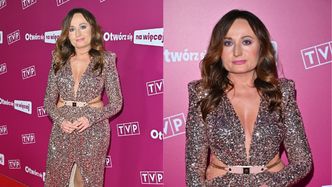 Justyna Dobrosz-Oracz zabłysnęła na ramówce TVP w cekinowej sukni z głębokim dekoltem (ZDJĘCIA)