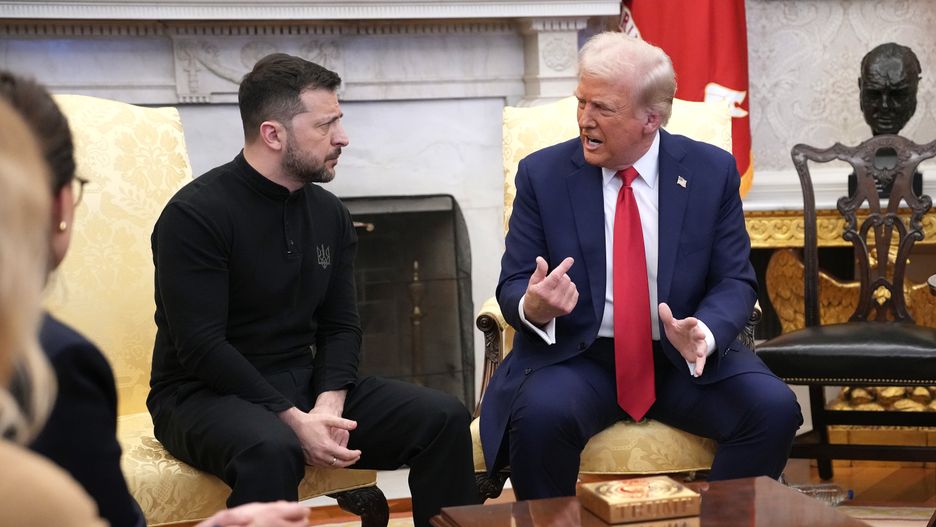 WASHINGTON, DC - FEBRUARY 28: U.S. President Donald Trump (R) and Ukrainian President Volodymyr Zelensky meet in the Oval Office at the White House on February 28, 2025 in Washington, DC. Trump and Zelensky are meeting today to negotiate a preliminary agreement on sharing Ukraine’s mineral resources that Trump says will allow America to recoup aid provided to Kyiv while supporting Ukraine’s economy. (Photo by Andrew Harnik/Getty Images)