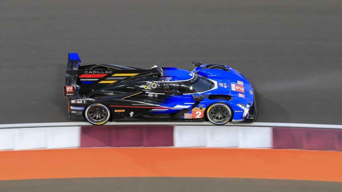 LUSAIL CITY, QATAR - FEBRUARY 29: #2 Cadillac Racing (Usa) Cadillac V-Series.R (Hy) Earl Bamber (Nzl) / Alex Lynn (Gbr) Sébastien Bourdais (Fra) during FIA WEC 1812 Km Free Practice at Lusail International Circuit on February 29, 2024 in Lusail City, Qatar. (Photo by Laurent Cartalade/Eurasia Sport Images/Getty Images)