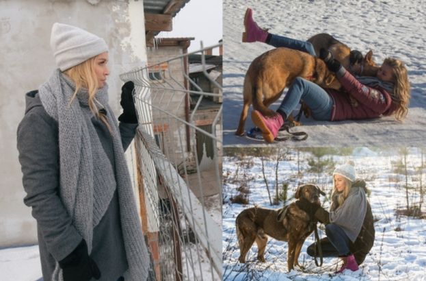 Joanna Krupa z psami tarza się w śniegu (ZDJĘCIA)