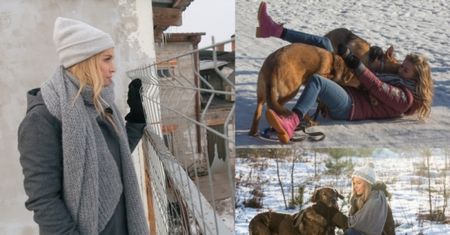 Joanna Krupa z psami tarza się w śniegu (ZDJĘCIA)