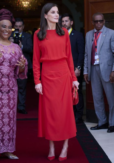 Visit To The National Assembly - Spanish Royals Visit AngolaLUANDA, ANGOLA - FEBRUARY 08: Queen Letizia of Spain attends a meeting with the President of the National Assembly, Carolina Cerqueira, and an act in the hemicycle on February 08, 2023 in Luanda, Angola. This is the first Official Trip of the Spanish Royals to a country in Sub-Saharan Africa. (Photo by Carlos Alvarez/Getty Images)Carlos Alvarez