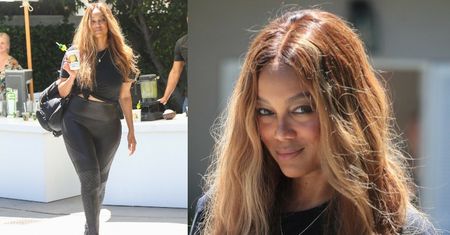 Naturalna Tyra Banks pomyka w lateksowych legginsach, eksponując sylwetkę (ZDJĘCIA)