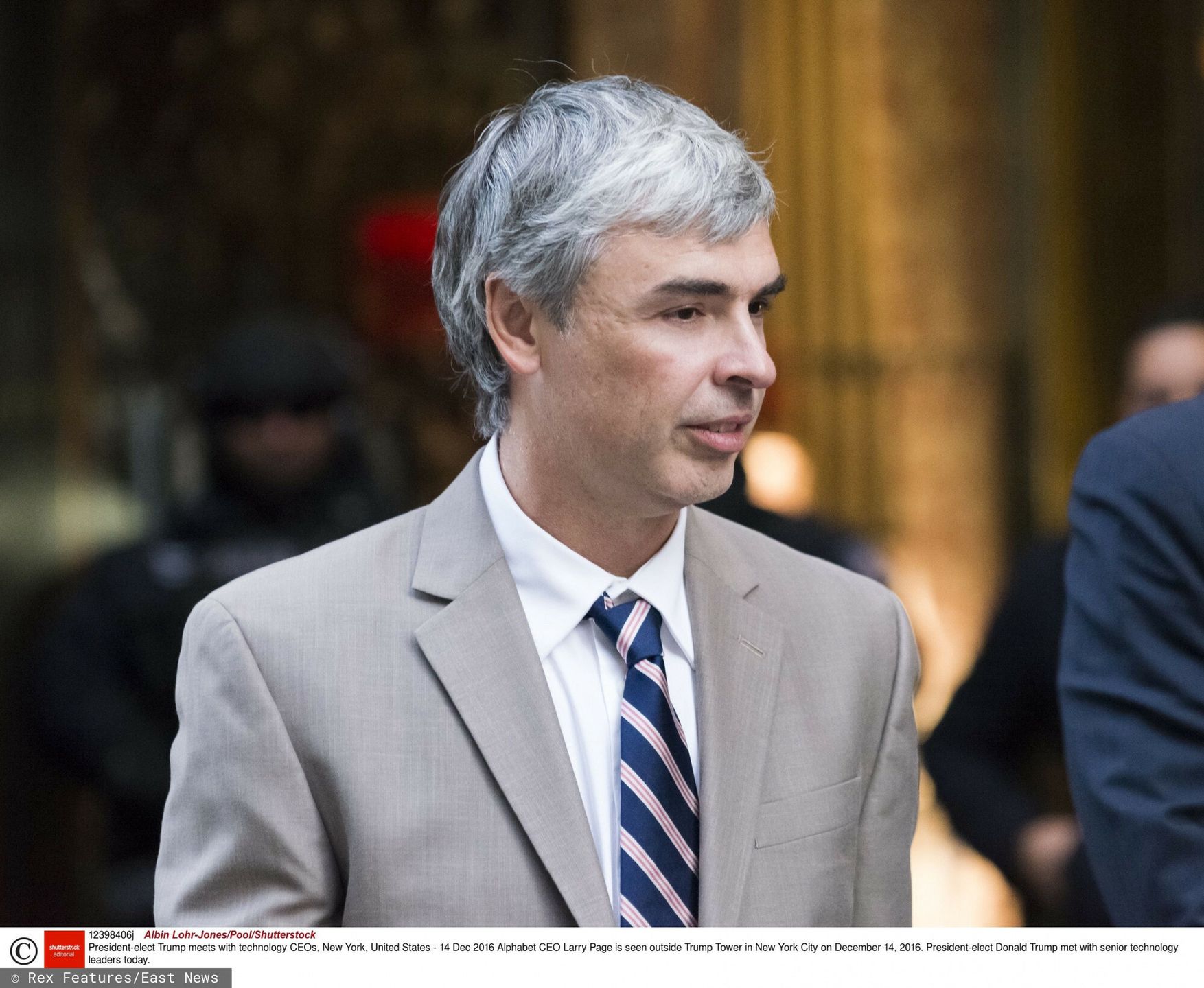 arch47Mandatory Credit: Photo by Albin Lohr-Jones/Pool/Shutterstock (12398406j)  Alphabet CEO Larry Page is seen outside Trump Tower in New York City on December 14, 2016. President-elect Donald Trump met with senior technology leaders today.  President-elect Trump meets with technology CEOs, New York, United States - 14 Dec 2016Albin Lohr-Jones/Pool/Shutterstock