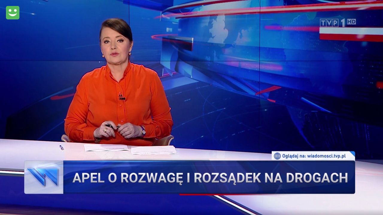 "Wiadomości" apelują o rozwagę na drodze. I uderzają w polityka PO