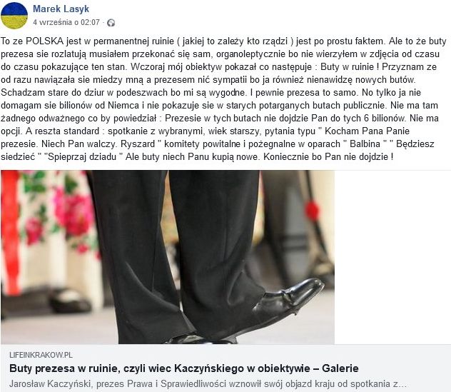 Na Jarosława Kaczyńskiego spadły gromy krytyki. Poszło o... buty