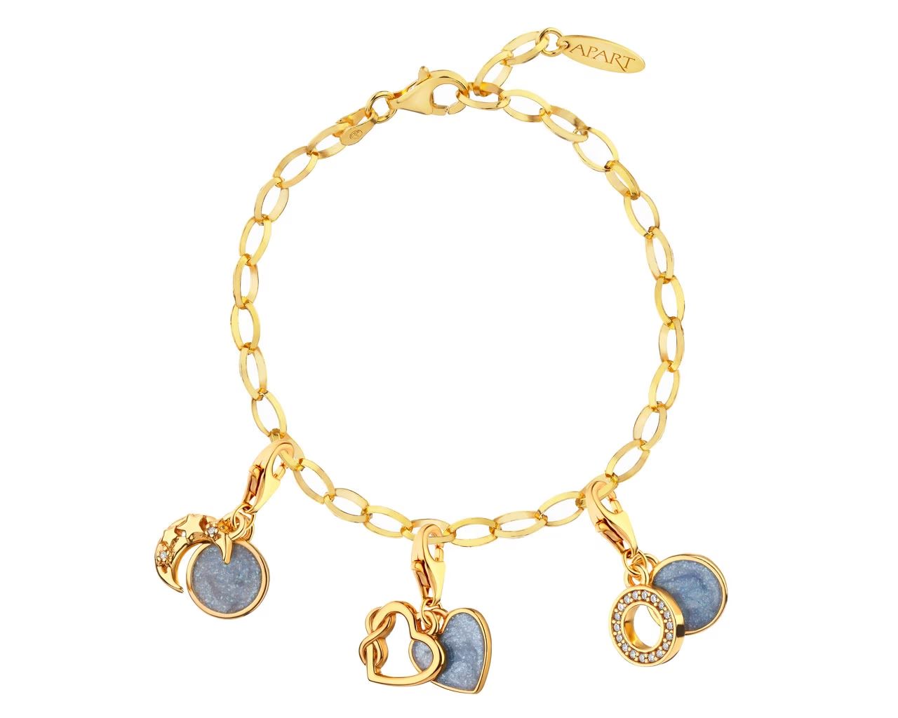 Bransoletka srebrna pozłacana z kolekcji Charms – zestaw - wzór AP100-0127; Apart.pl