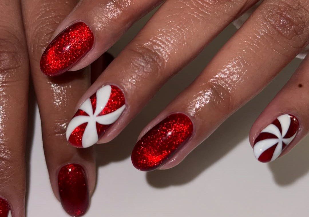 "Peppermint glass nails"