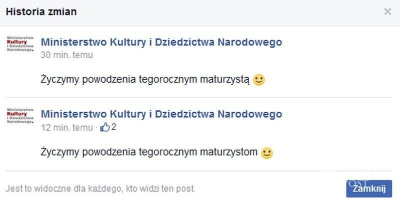 Ministerstwo Kultury życzy powodzenia "maturzystą"